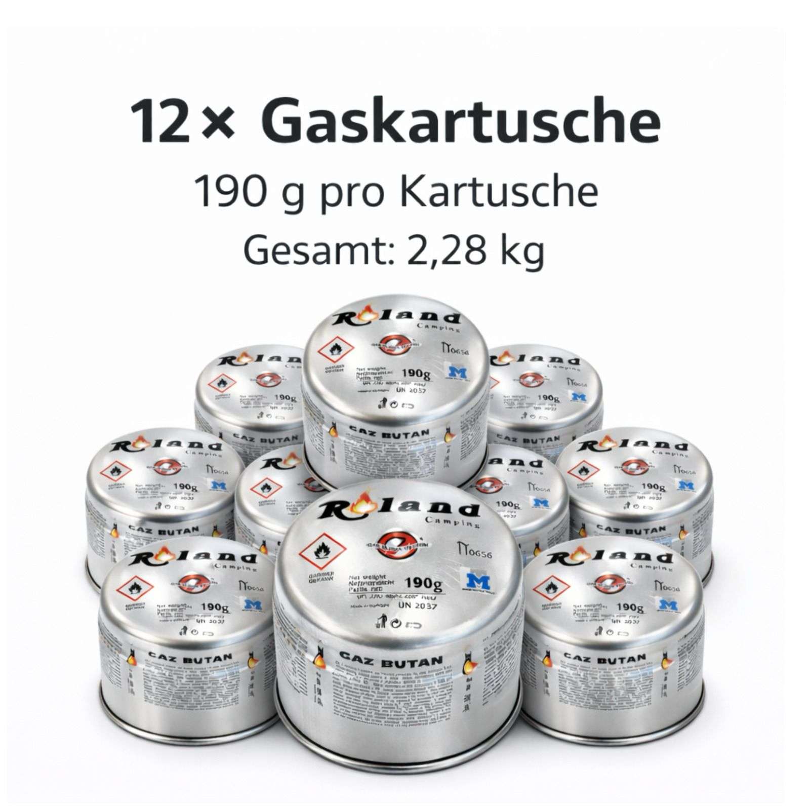 Roland Camping Butan Gaskartusche 190g – 12 Stück