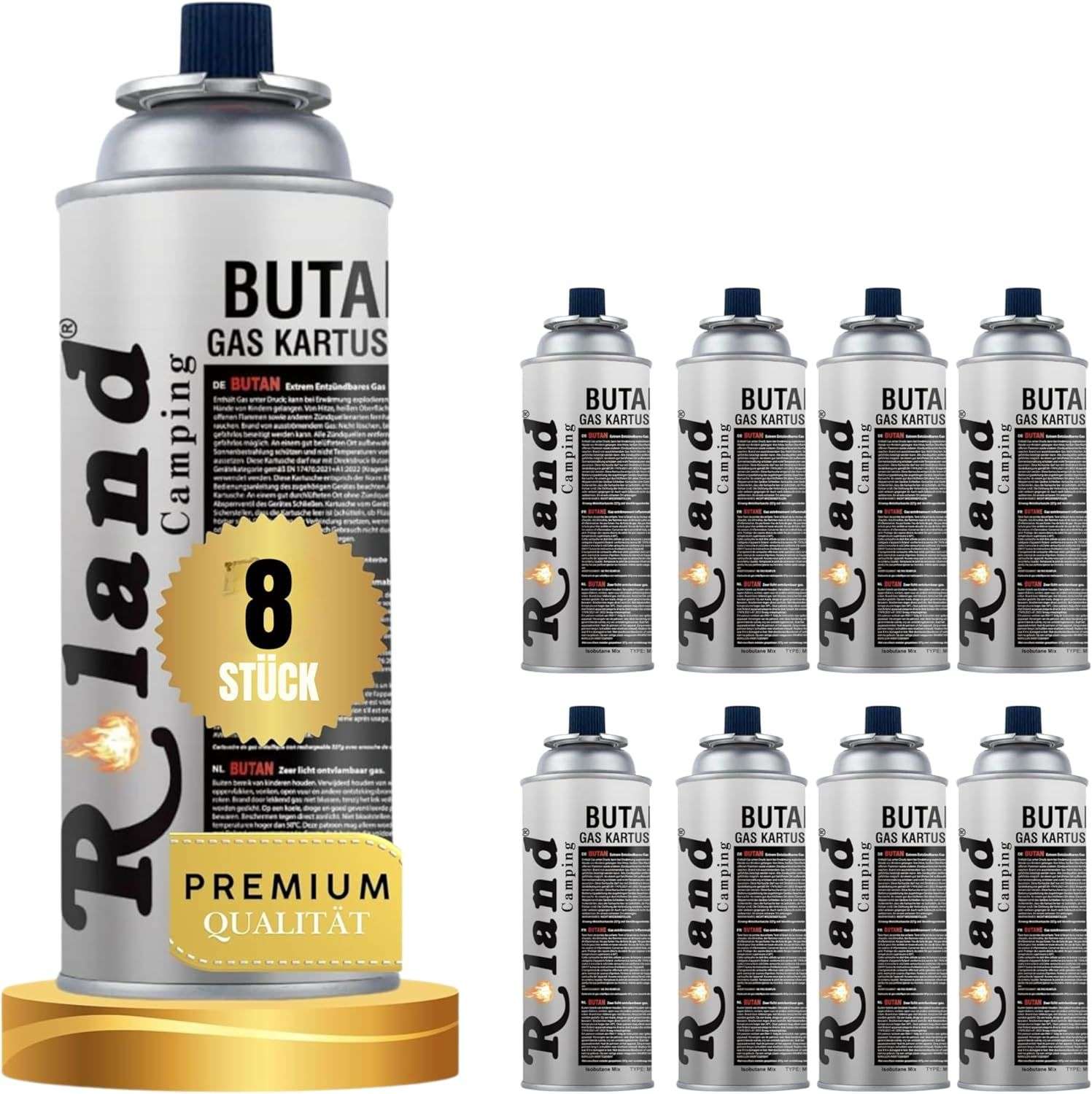 Roland Camping Butan Gaskartusche 227g – 8 Stück