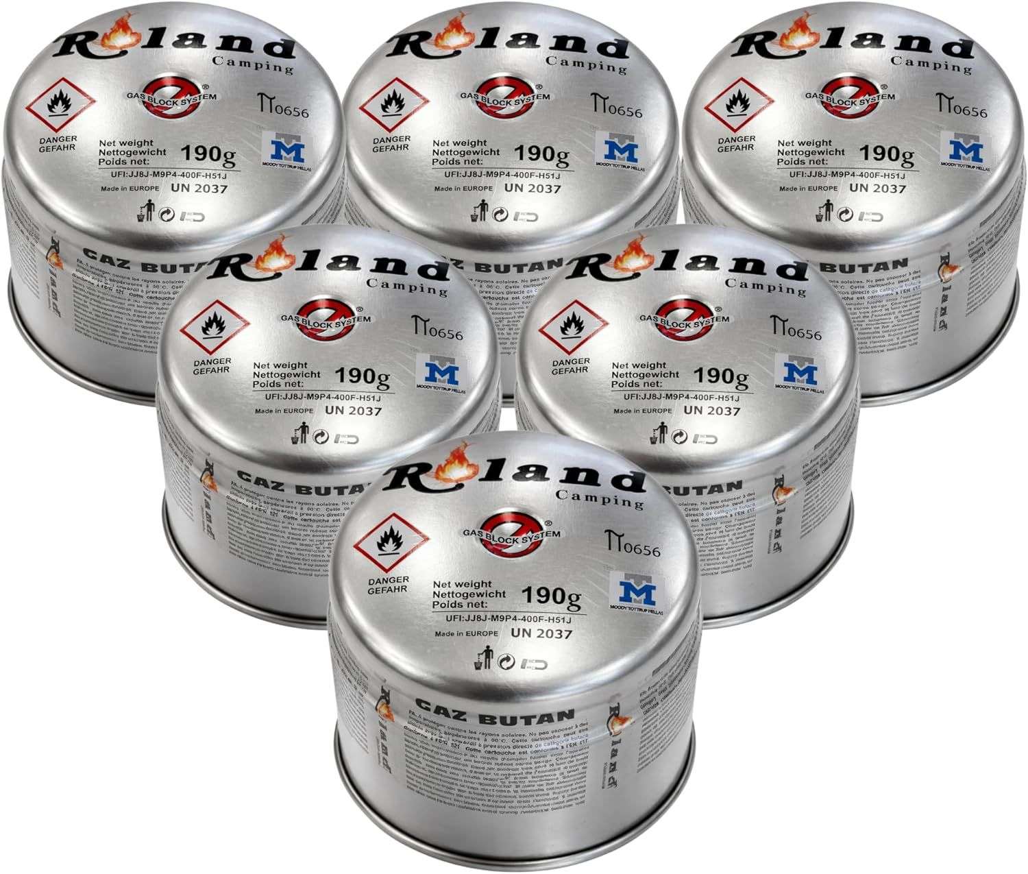 Roland Camping Butan Gaskartusche 190g – 6 Stück