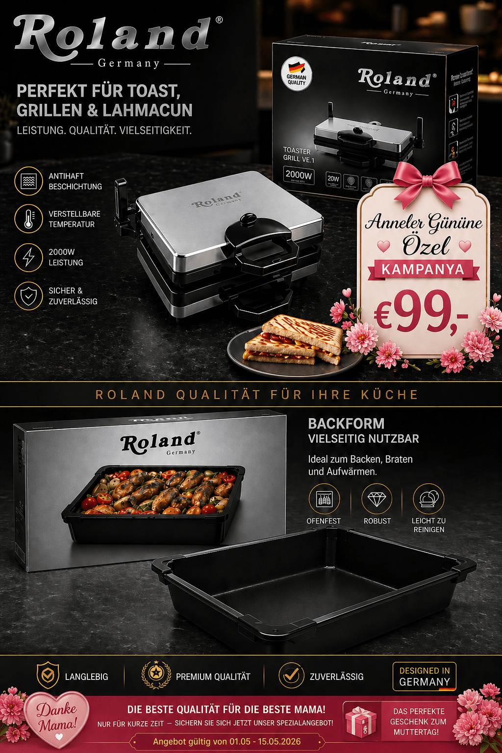 Roland Multigrill Teflon + Kasserolle Teflon