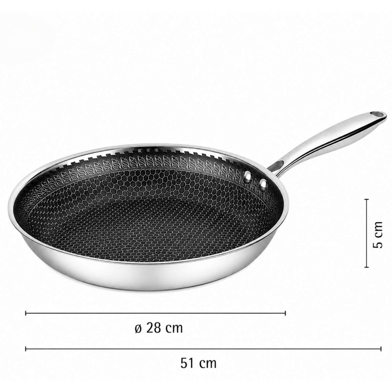Edelstahl-Pfanne Ø 28 cm – Antihaft Bratpfanne Induktionsgeeignet